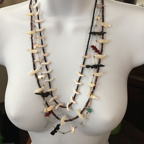 Native Navajo Heishi MOP bird fetish necklace - Picture 8 of 11